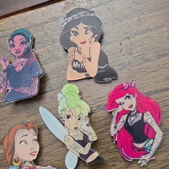 Gothic Punk Style Disney Princess Pins Set Of 5 - Picture 3 of 4
